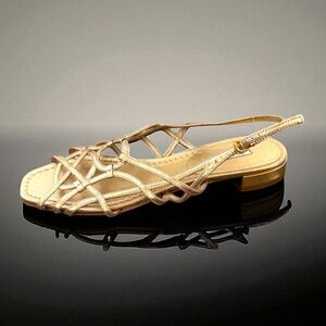 Miu Miu Gold Cage Metallic Sandals 40.5